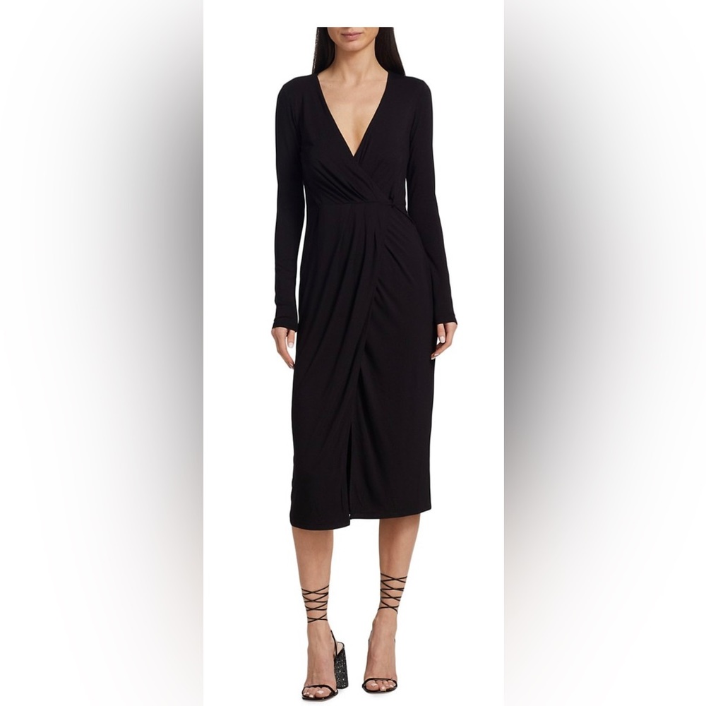 Good American Black Wrap dress.